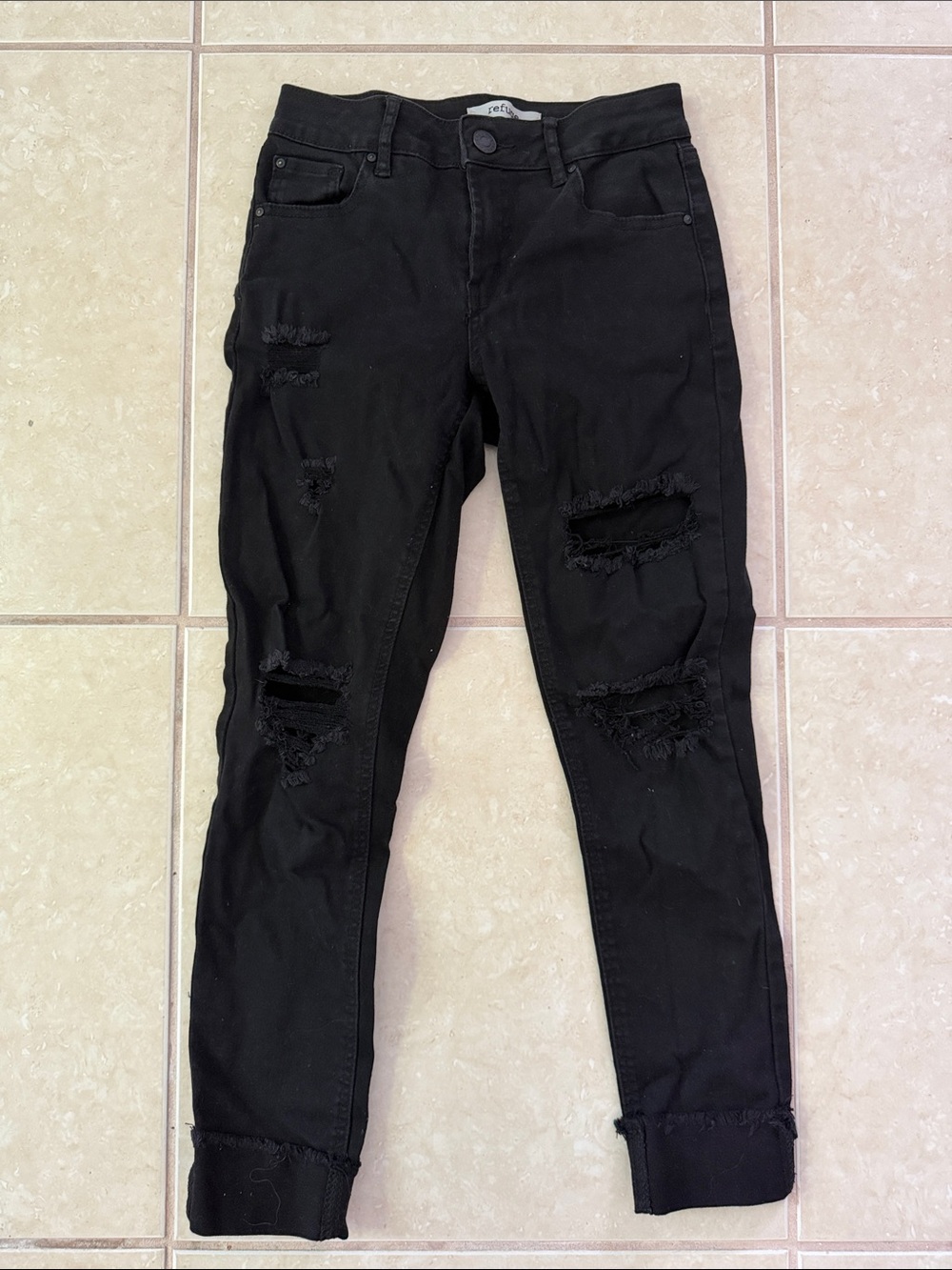 refuge Black Distressed Skinny Jeans